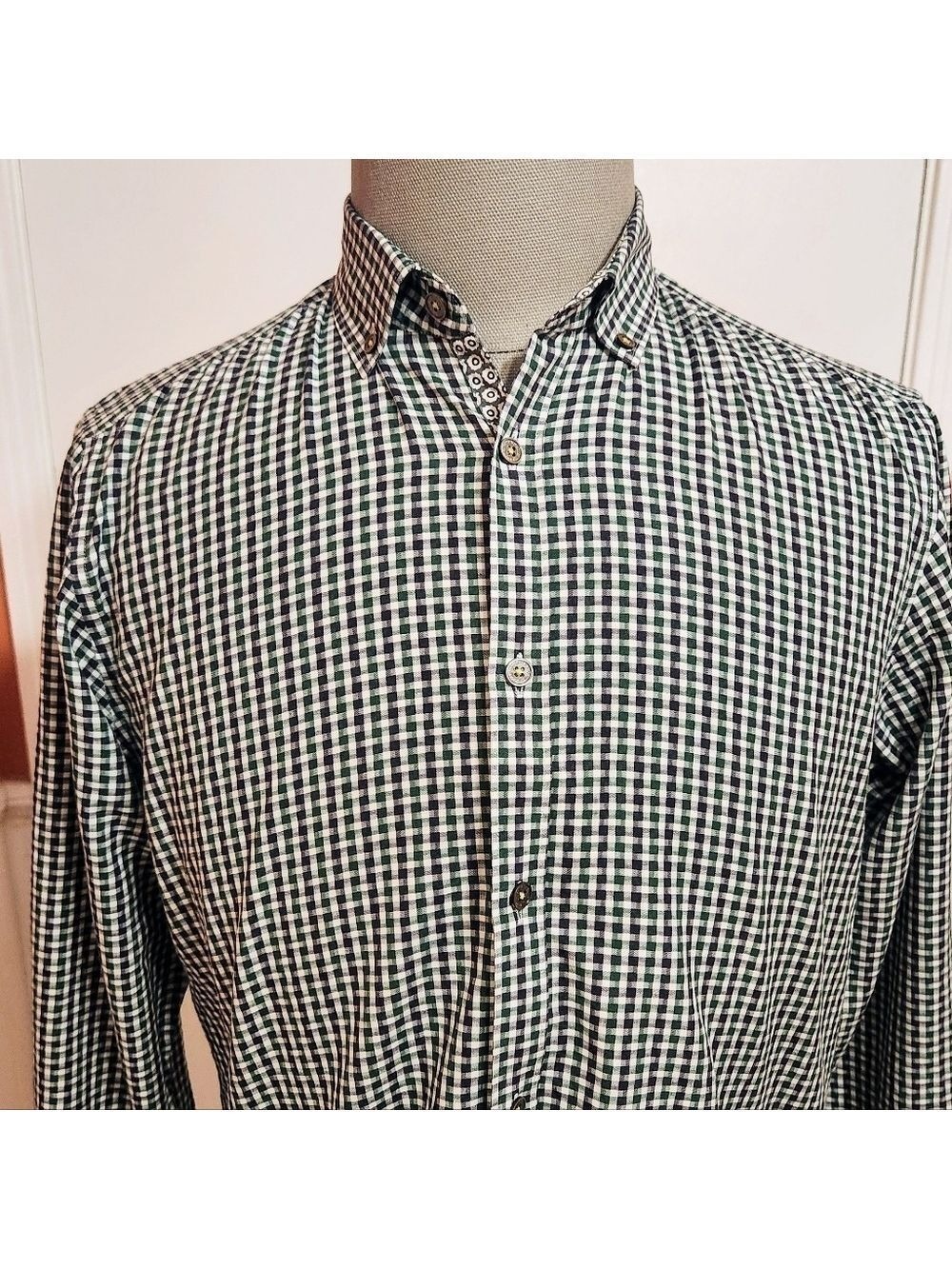 Ted Baker Gingham Cotton Dress Shirt Large - Picture 2 of 11